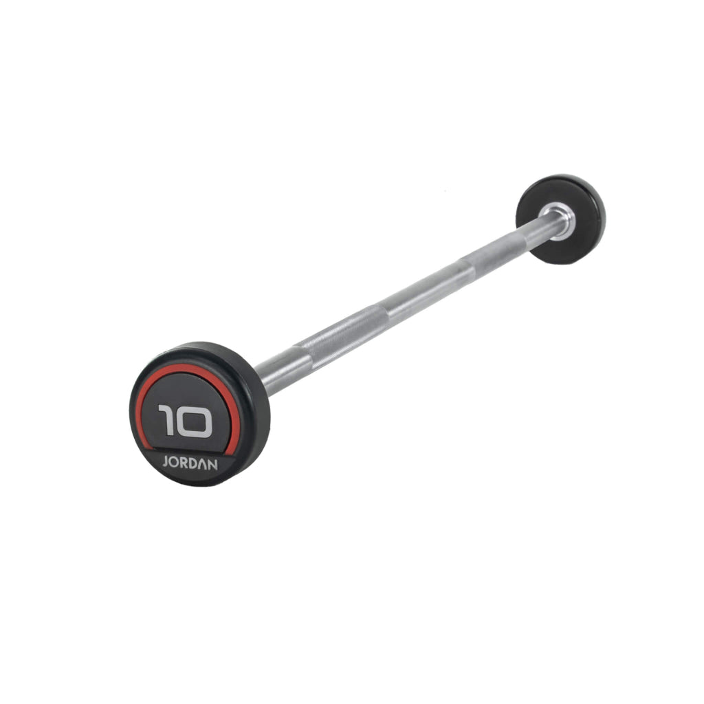 Jordan Fitness Rubber Barbells Straight Bar - Red - 10kg