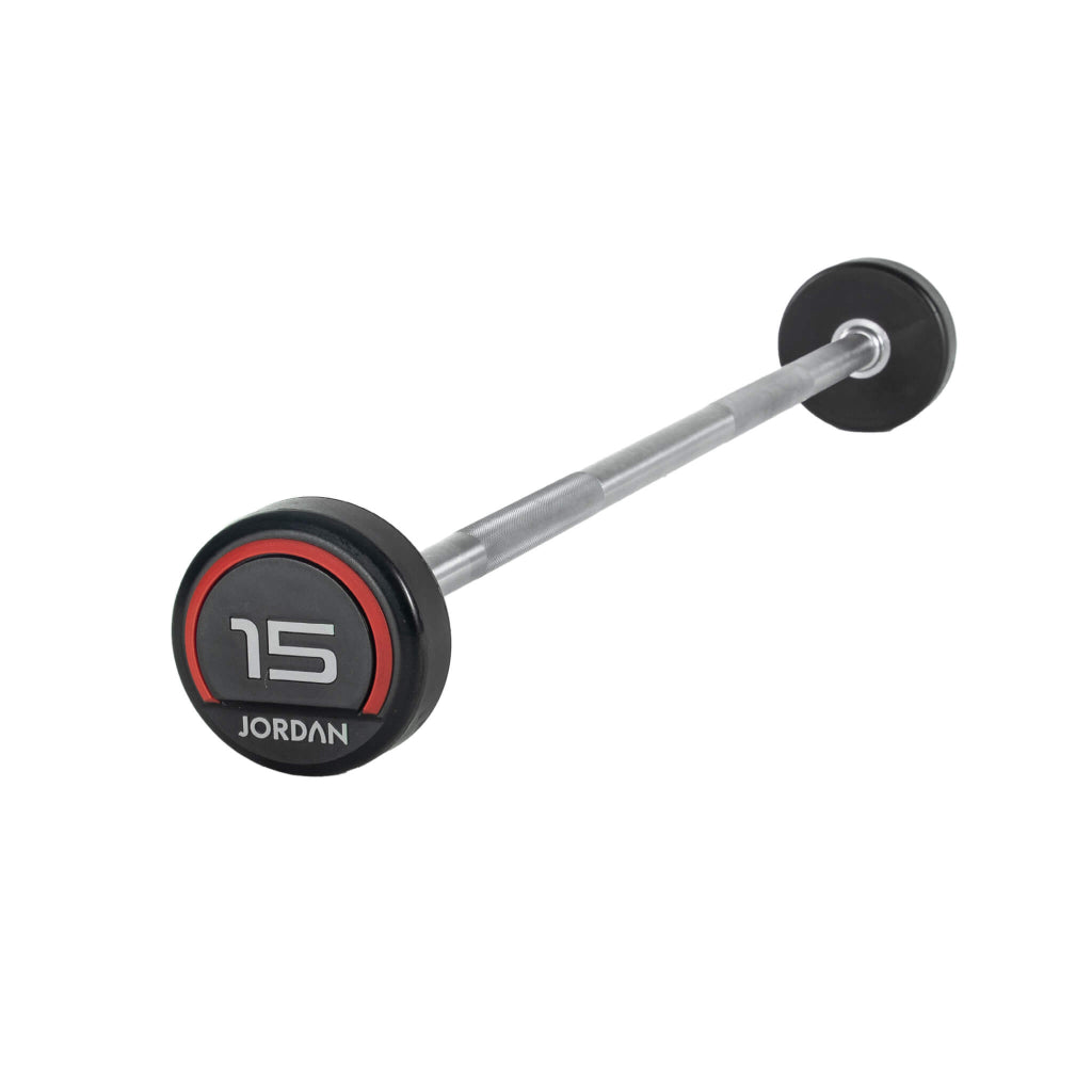 Jordan Fitness Rubber Barbells Straight Bar - Red - 15kg
