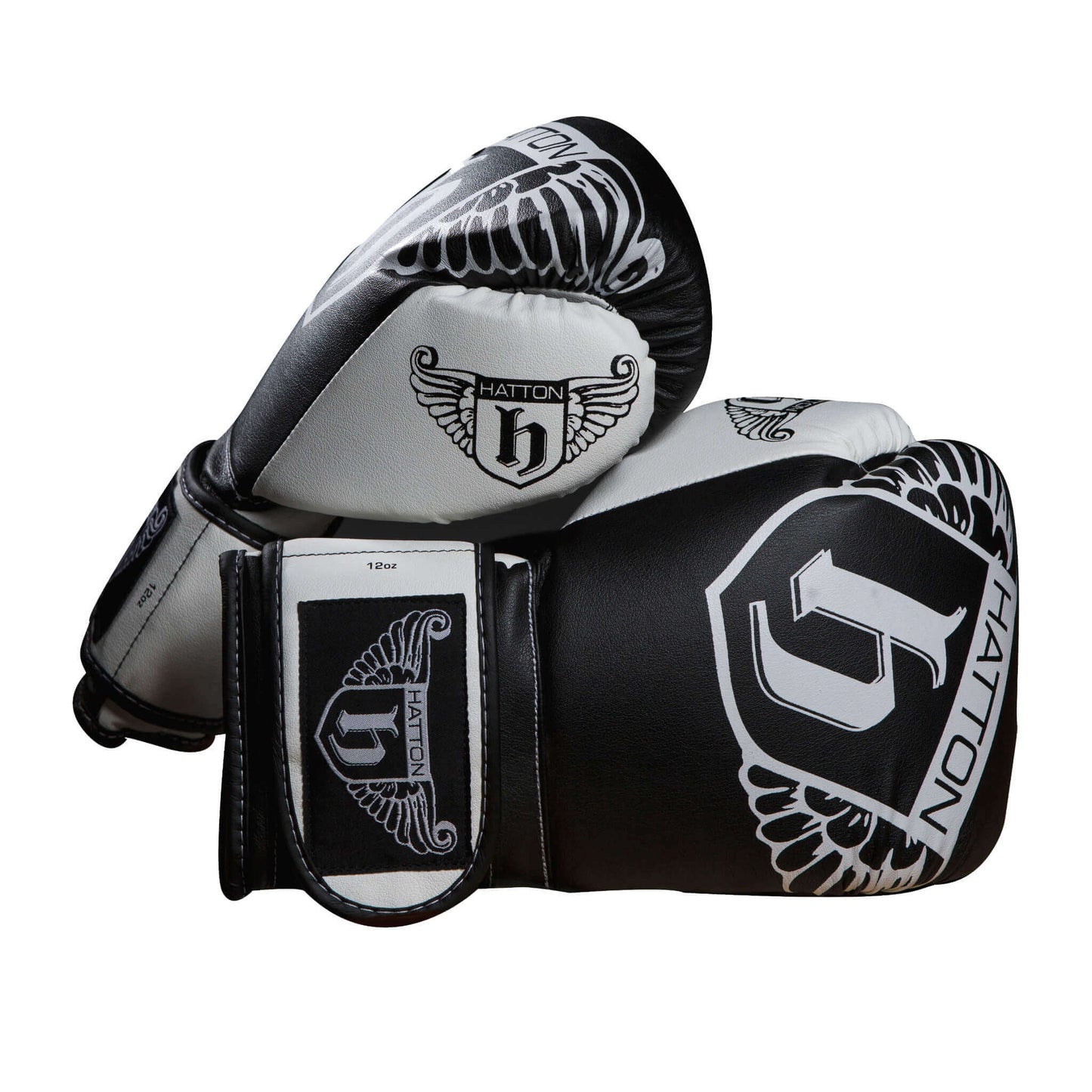 Hatton PU Boxing Gloves 12oz Black and White