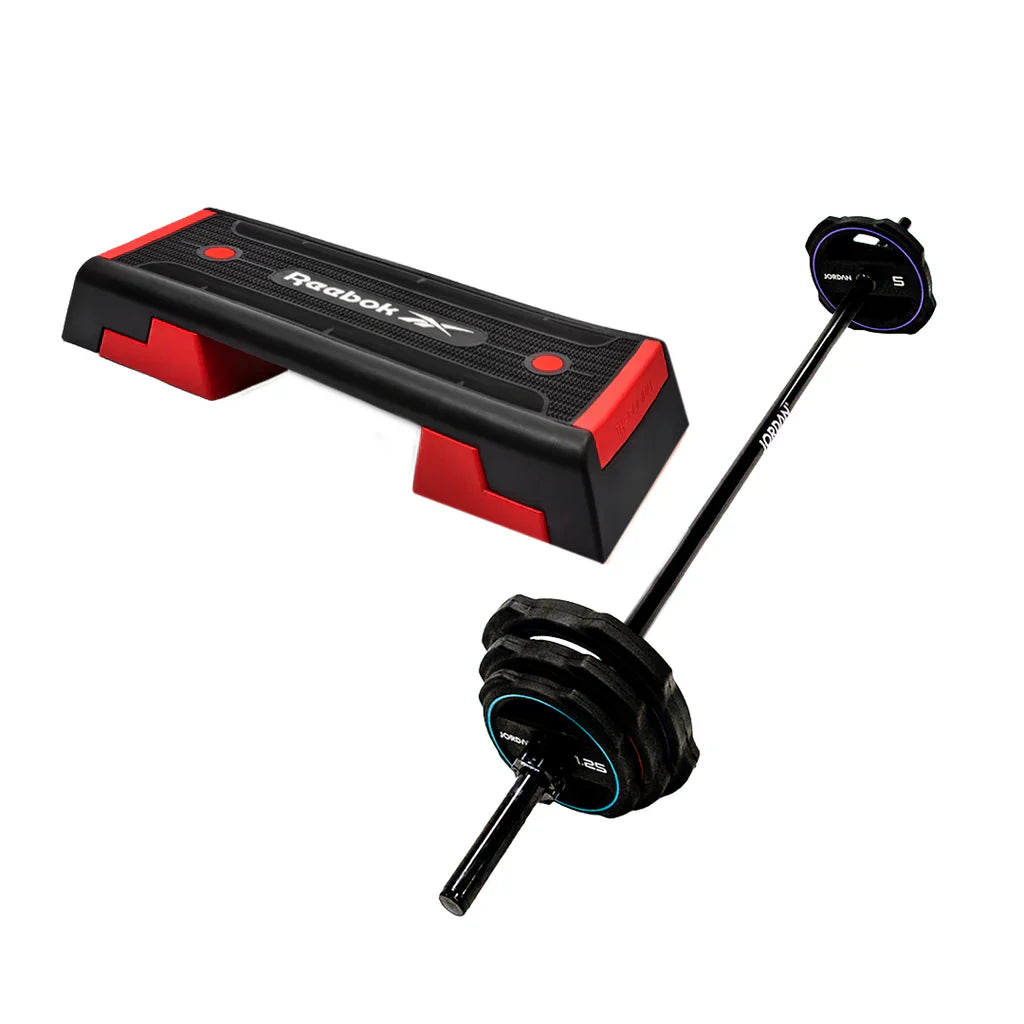 Single Studio Barbell Set + Reebok Step Bundle