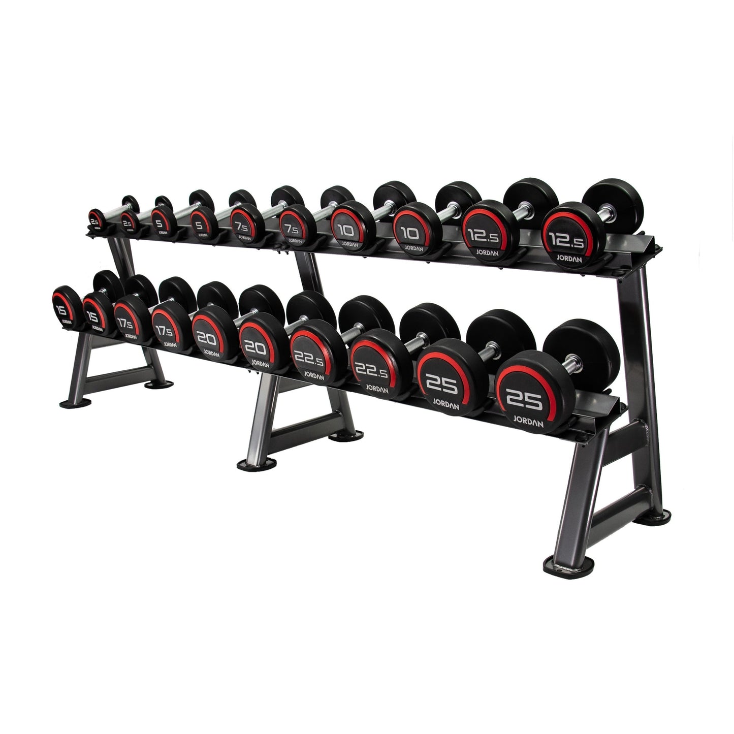 Jordan Fitness 10 Pair Dumbbell Rack (2 Tier) - Grey - Ideal solution for dumbbell storage
