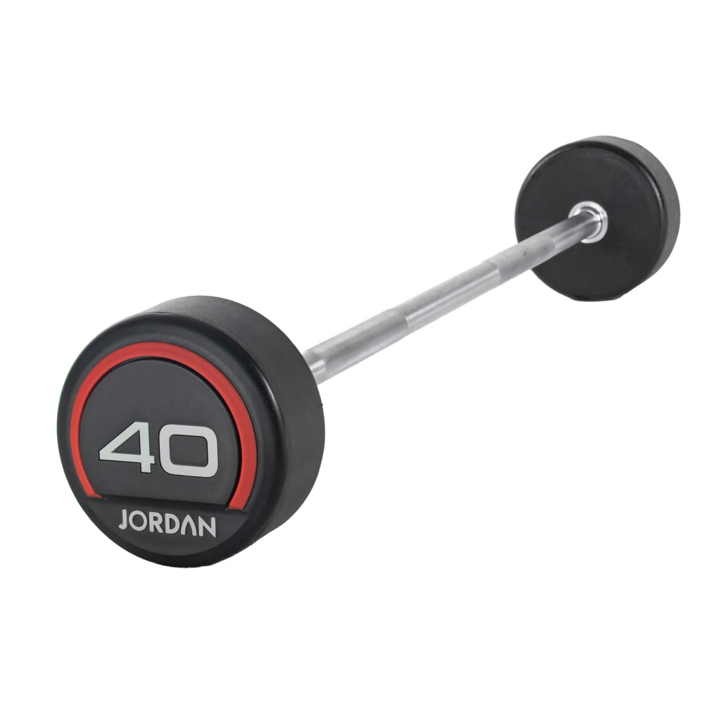 Jordan Fitness Rubber Barbells Straight Bar - Red - 40kg 