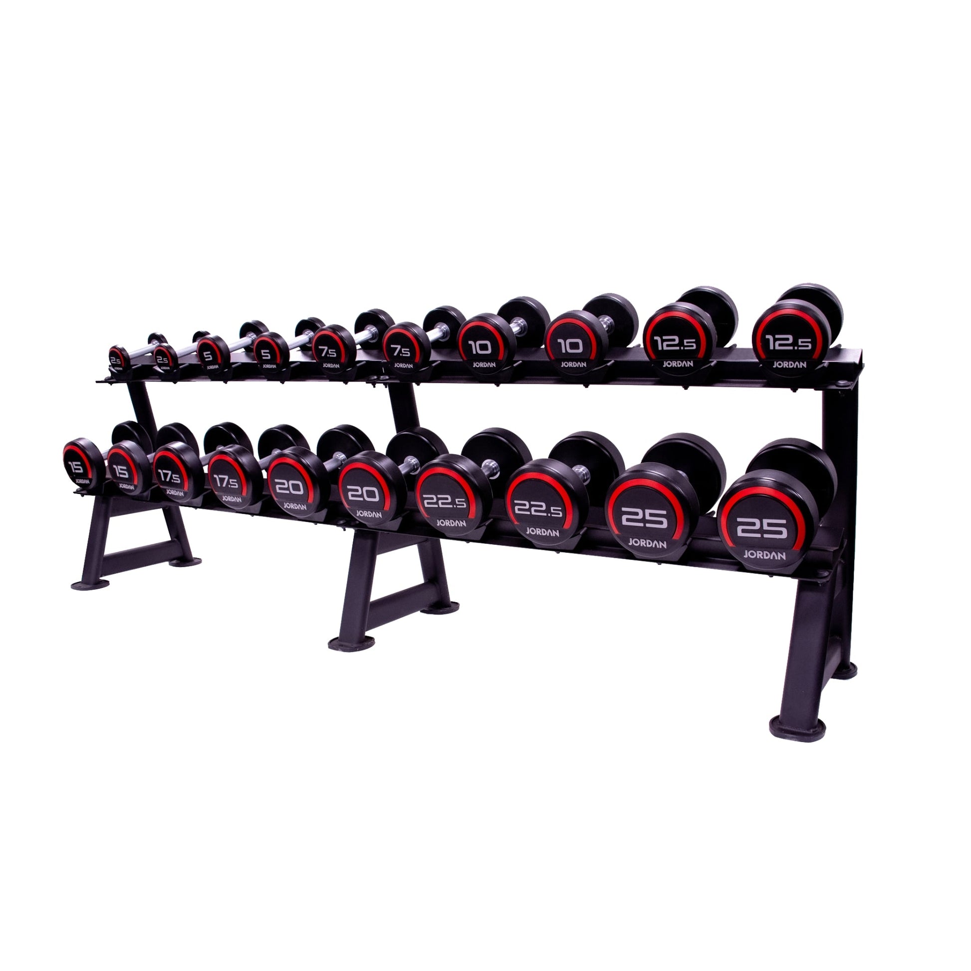Jordan Fitness 10 Pair Dumbbell Rack (2 Tier) - Black - Ideal solution for dumbbell storage