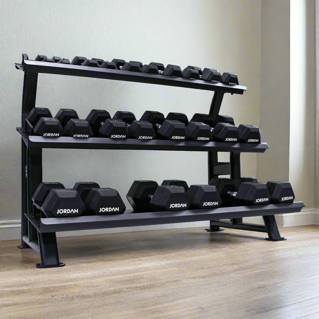 Jordan Fitness Hex Dumbbell Rack – Durable, Space-Saving Gym Storage
