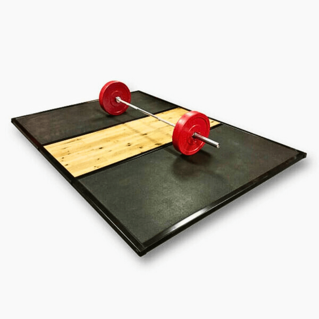 MYO Strength Olympic Lifting Platform with olympic bar and weight on it