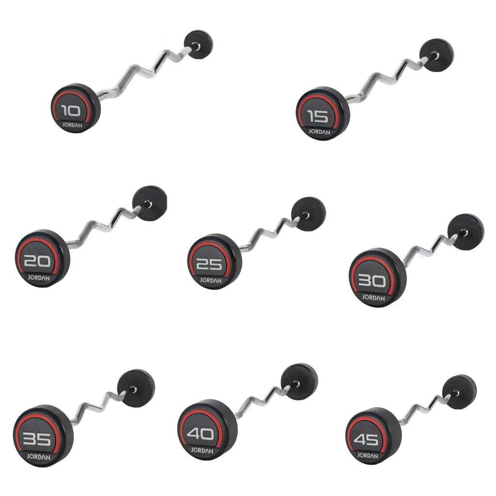 Urethane Fixed Curl Barbells – Durable & Shock-Absorbent   WEIGHTS SET